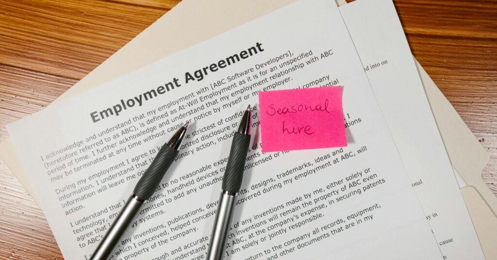 Employment Agreements that you fill out at Job Placement Companies