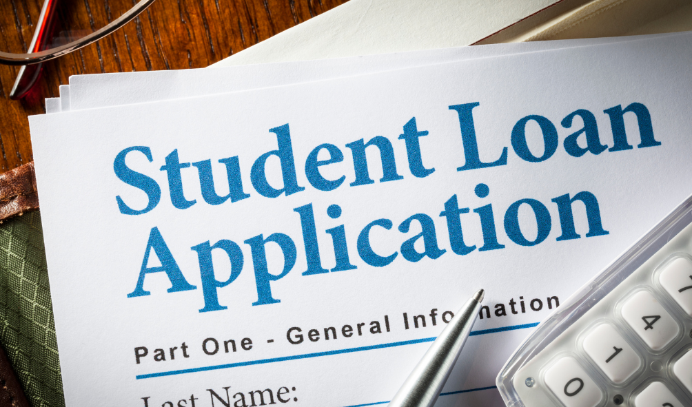 Image of a form written student loan application.