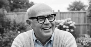 Poul Henningsen smiling.