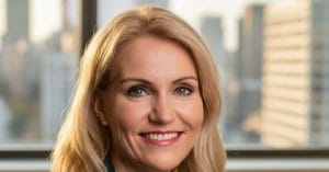 Helle Thorning Schmidt smiling.