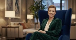 Mette Frederiksen sitting.