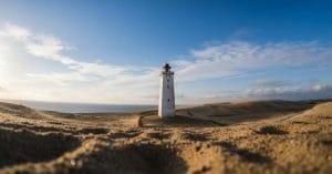 Rubjerg Knude lighthouse during the day.