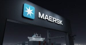A P Moller Maersk logo on a board.