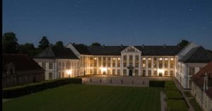 Augustenborg Palace at night.