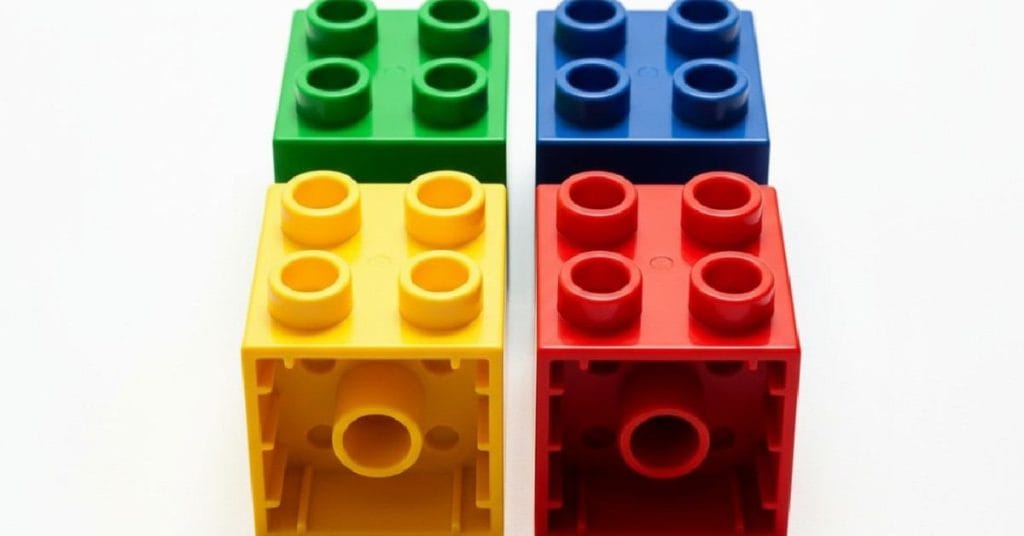 LEGO Group products in four colors.