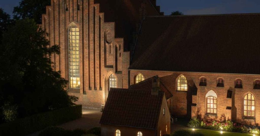 St Marys Church at night.