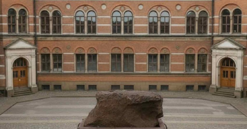 Meteorite exhibit in front of The Geological Museum.