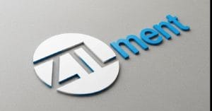 White, grey, and blue ZTLment logo.