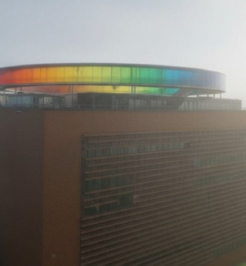 ARoS Aarhus Art Museum on a misty day.