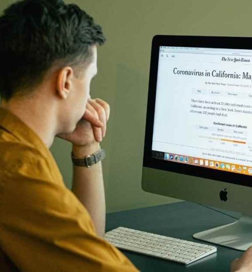 guy on computer disinformation information