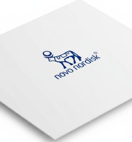 Novo Nordisk logo on a card.